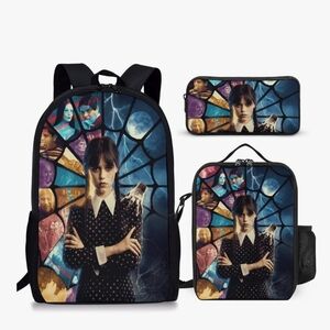 Stylish Black and Blue Backpack Set